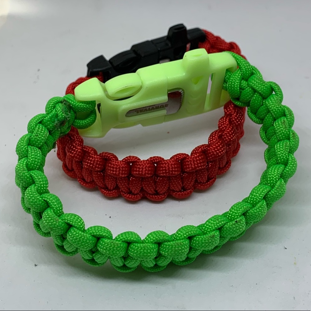 Lot of 2 Survival Paracord Bracelet w/ Firestarter